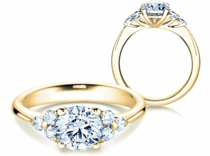 Bague de fiançailles Vivid Diamond en 18K or jaune avec diamants 1,80ct G/SI