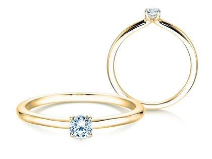 Bague de fiançailles Classic 4 dans 14K or jaune avec diamant 0,15ct H/SI