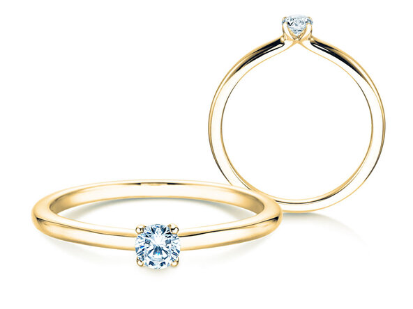 Bague de fiançailles Classic 4 dans 14K or jaune avec diamant 0,15ct H/SI