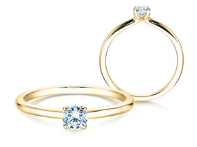 Bague de fiançailles Classic 4 en 9K or jaune avec diamant 0,20ct G/SI