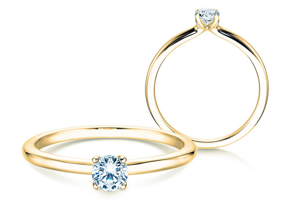 Bague de fiançailles Classic 4 dans 14K or jaune avec diamant 0,25ct G/IF