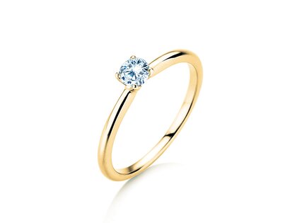 Bague de fiançailles Classic 4 dans 14K or jaune avec diamant 0,25ct G/IF