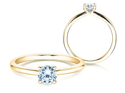 Bague de fiançailles Classic 4 dans 14K or jaune avec diamant 0,40ct G/SI