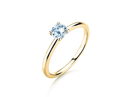 Bague de fiançailles Classic 4 dans 14K or jaune avec diamant 0,40ct G/SI