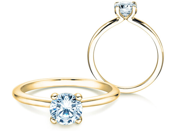 Bague de fiançailles Classic 4 en 9K or jaune avec diamant 3,00ct D/IF
