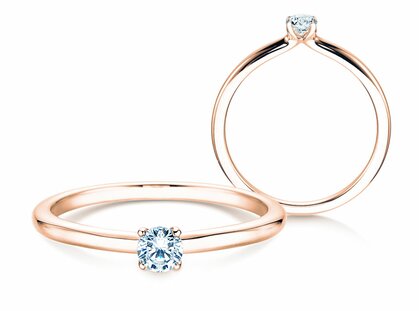 Bague de fiançailles Classic 4 dans 14K or rose avec diamant 0,15ct G/SI
