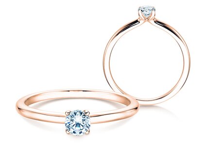 Bague de fiançailles Classic 4 en 9K or rose avec diamant 0,25ct H/SI