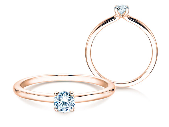 Bague de fiançailles Classic 4 en 9K or rose avec diamant 0,25ct H/SI