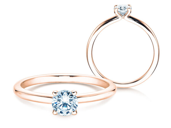 Bague de fiançailles Classic 4 dans 18K or rose avec diamant 0,40ct H/SI