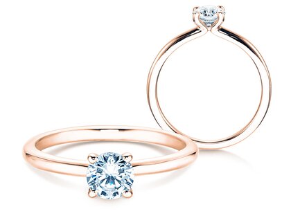 Bague de fiançailles Classic 4 dans 18K or rose avec diamant 0,50ct H/SI
