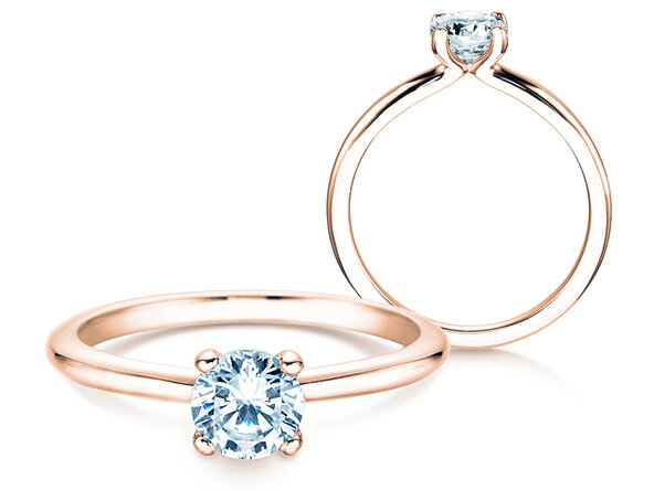 Bague de fiançailles Classic 4 dans 18K or rose avec diamant 0,60ct H/SI