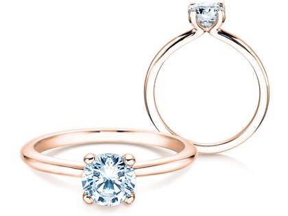 Bague de fiançailles Classic 4 dans 18K or rose avec diamant 0,75ct G/IF