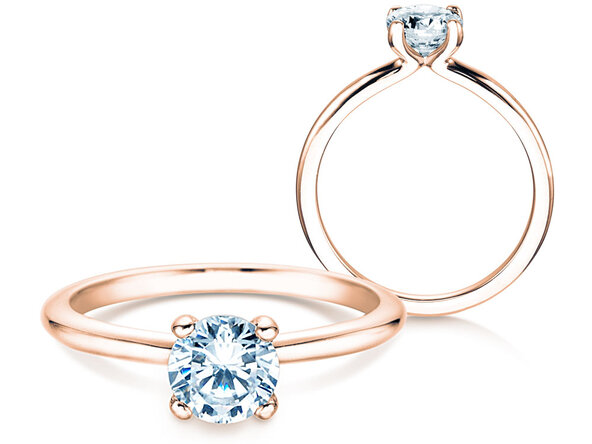 Bague de fiançailles Classic 4 dans 18K or rose avec diamant 0,75ct G/IF