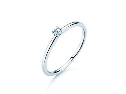 Bague de fiançailles Classic 4 dans 14K or blanc avec diamant 0,05ct H/SI