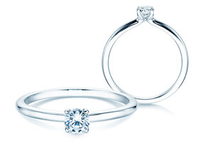 Bague de fiançailles Classic 4 en 9K or blanc avec diamant 0,20ct G/SI