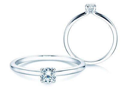 Bague de fiançailles Classic 4 en 9K or blanc avec diamant 0,20ct H/SI
