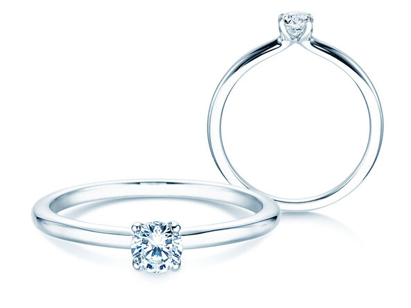 Bague de fiançailles Classic 4 en 9K or blanc avec diamant 0,20ct H/SI