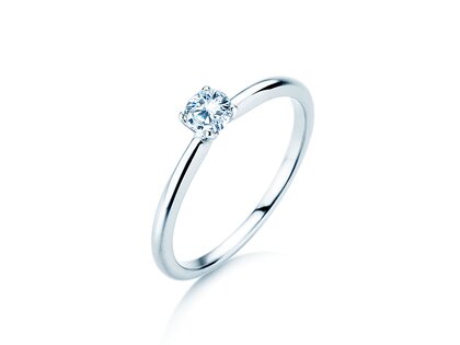 Bague de fiançailles Classic 4 en 9K or blanc avec diamant 0,20ct H/SI