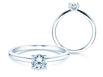 Bague de fiançailles Classic 4 dans 14K or blanc avec diamant 0,40ct H/SI