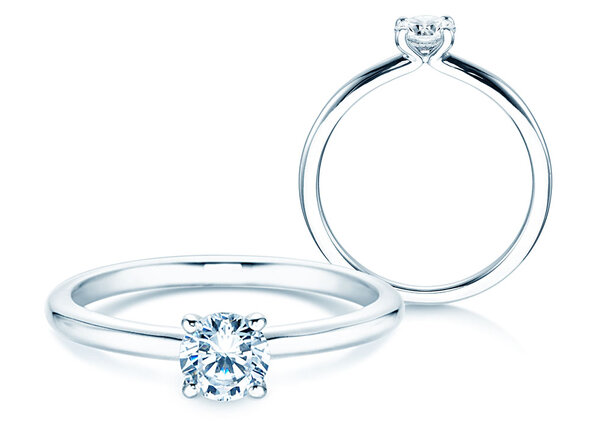 Bague de fiançailles Classic 4 dans 14K or blanc avec diamant 0,40ct H/SI