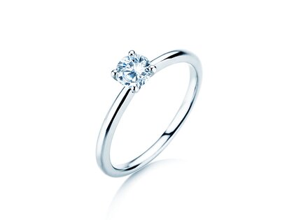 Bague de fiançailles Classic 4 dans 14K or blanc avec diamant 0,40ct H/SI