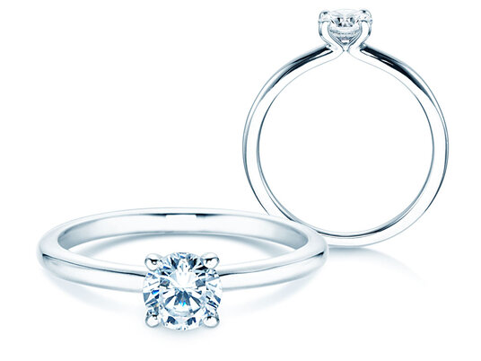 Bague de fiançailles Classic 4 en 9K or blanc avec diamant 0,50ct H/SI