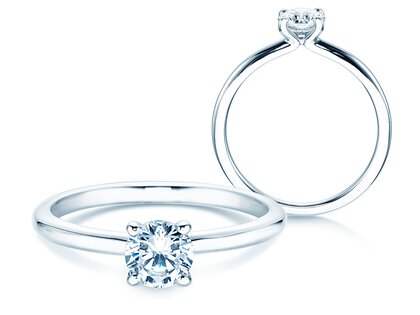 Bague de fiançailles Classic 4 dans 14K or blanc avec diamant 0,50ct H/SI