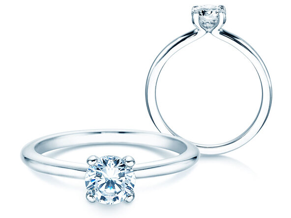 Bague de fiançailles Classic 4 dans 18K or blanc avec diamant 0,60ct H/SI