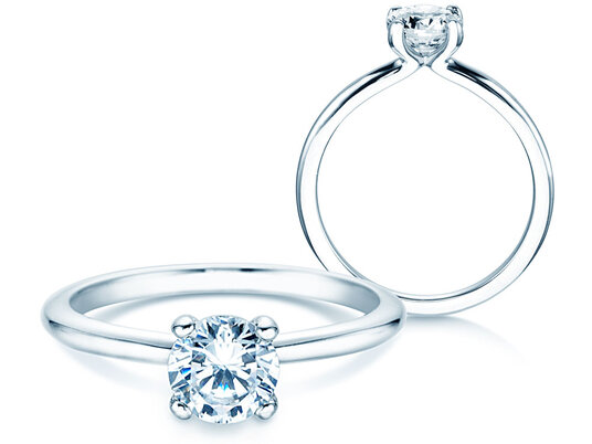 Bague de fiançailles Classic 4 en 9K or blanc avec diamant 1,00ct H/SI