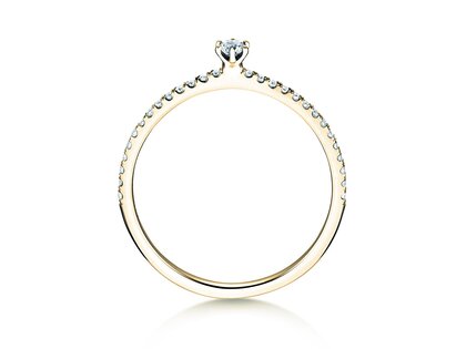 Bague de fiançailles Classic Pavé dans 18K or jaune avec diamants 0,20ct G/SI