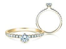 Bague de fiançailles Classic Pavé dans 14K or jaune avec diamants 0,50ct G/SI