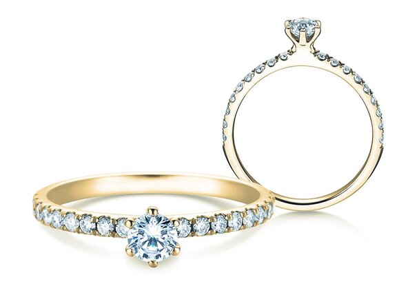 Bague de fiançailles Classic Pavé dans 14K or jaune avec diamants 0,50ct G/SI