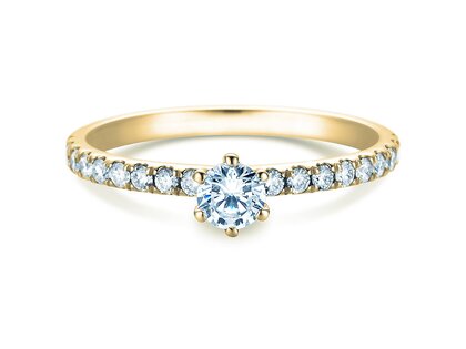 Bague de fiançailles Classic Pavé dans 14K or jaune avec diamants 0,50ct G/SI