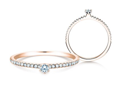 Bague de fiançailles Classic Pavé en 9K or rose avec diamants 0,20ct G/SI