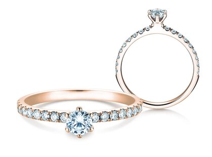 Bague de fiançailles Classic Pavé dans 14K or rose avec diamants 0,50ct G/SI