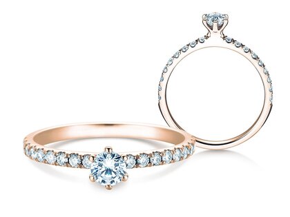 Bague de fiançailles Classic Pavé en 9K or rose avec diamants 0,50ct G/SI