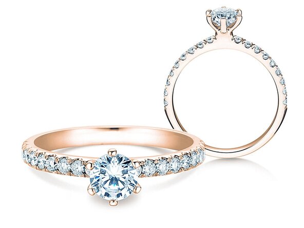 Bague de fiançailles Classic Pavé en 14K or rose avec diamants 0,86ct G/SI