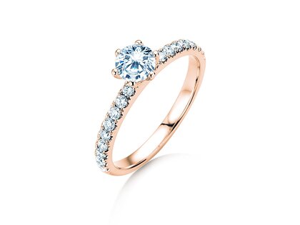 Bague de fiançailles Classic Pavé en 14K or rose avec diamants 0,86ct G/SI