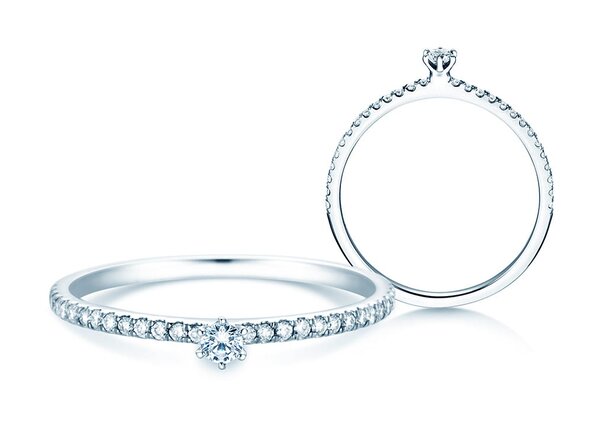 Bague de fiançailles Classic Pavé dans 14K or blanc avec diamants 0,20ct G/SI