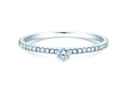 Bague de fiançailles Classic Pavé dans 14K or blanc avec diamants 0,20ct G/SI
