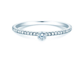 Bague de fiançailles Classic Pavé dans 14K or blanc avec diamants 0,20ct G/SI