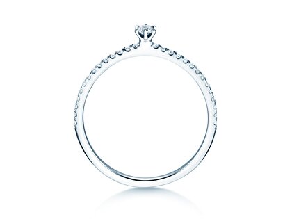 Bague de fiançailles Classic Pavé dans 14K or blanc avec diamants 0,20ct G/SI