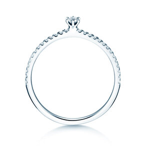 Bague de fiançailles Classic Pavé dans 14K or blanc avec diamants 0,20ct G/SI