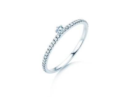 Bague de fiançailles Classic Pavé dans 14K or blanc avec diamants 0,20ct G/SI