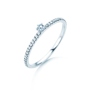 Bague de fiançailles Classic Pavé dans 14K or blanc avec diamants 0,20ct G/SI