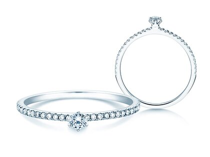 Bague de fiançailles Classic Pavé dans 18K or blanc avec diamants 0,30ct G/SI