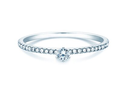 Bague de fiançailles Classic Pavé dans 18K or blanc avec diamants 0,30ct G/SI