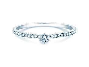 Bague de fiançailles Classic Pavé dans 18K or blanc avec diamants 0,30ct G/SI