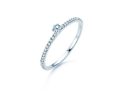 Bague de fiançailles Classic Pavé dans 18K or blanc avec diamants 0,30ct G/SI