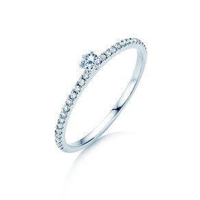 Bague de fiançailles Classic Pavé dans 18K or blanc avec diamants 0,30ct G/SI